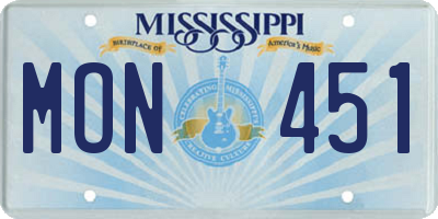 MS license plate MON451