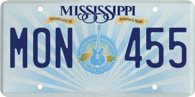 MS license plate MON455