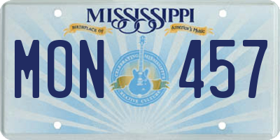 MS license plate MON457