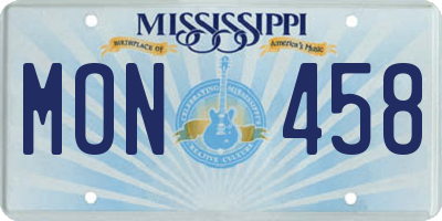 MS license plate MON458