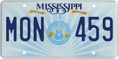 MS license plate MON459