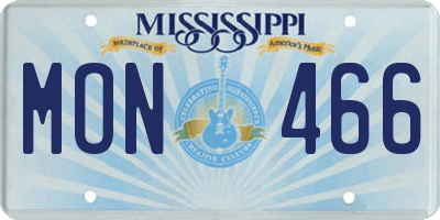 MS license plate MON466