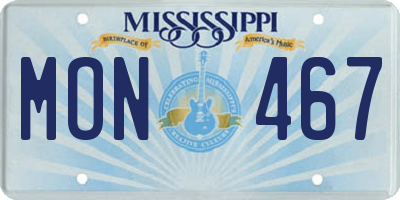 MS license plate MON467