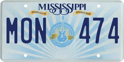 MS license plate MON474