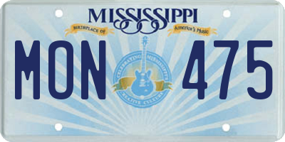 MS license plate MON475