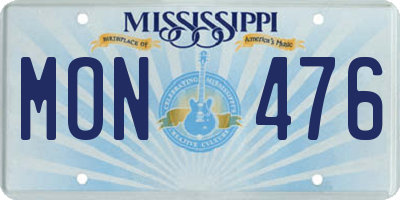 MS license plate MON476