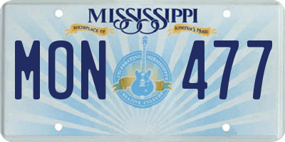 MS license plate MON477
