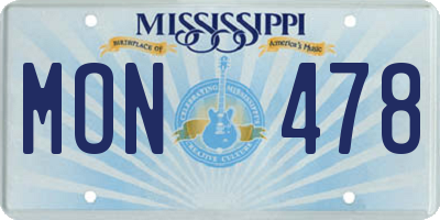 MS license plate MON478