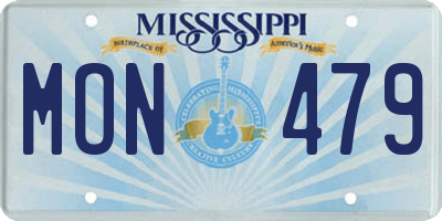 MS license plate MON479