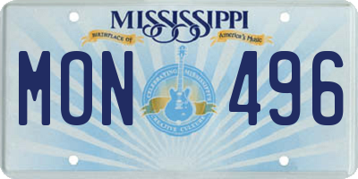 MS license plate MON496