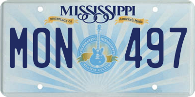 MS license plate MON497