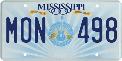 MS license plate MON498