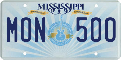 MS license plate MON500