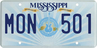 MS license plate MON501