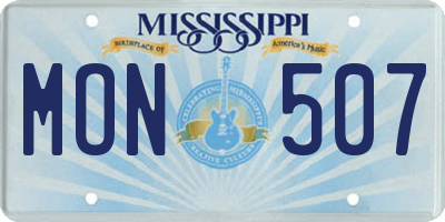 MS license plate MON507