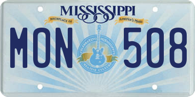 MS license plate MON508