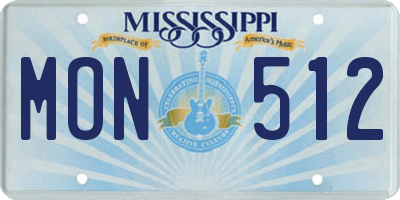 MS license plate MON512