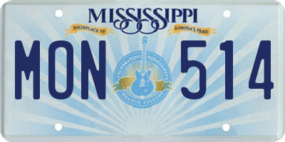 MS license plate MON514