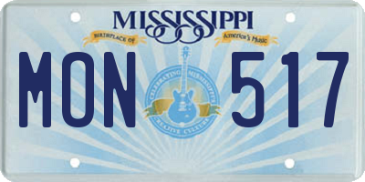 MS license plate MON517