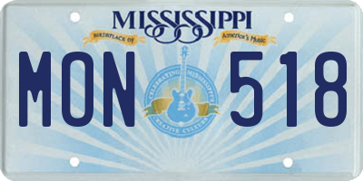 MS license plate MON518