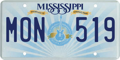 MS license plate MON519