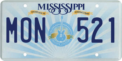 MS license plate MON521