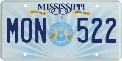 MS license plate MON522