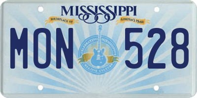 MS license plate MON528