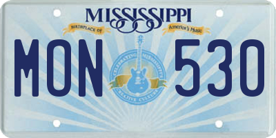 MS license plate MON530