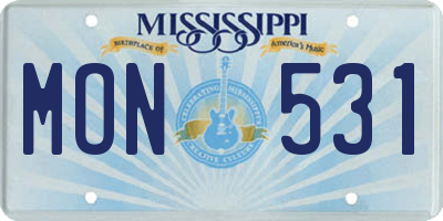 MS license plate MON531