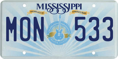 MS license plate MON533