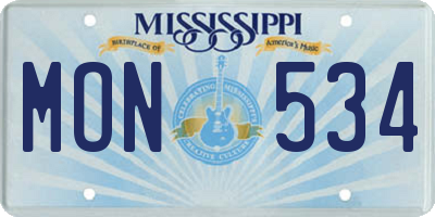 MS license plate MON534