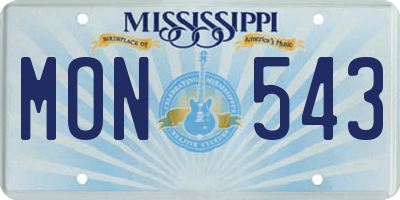 MS license plate MON543