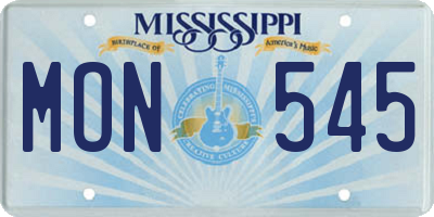 MS license plate MON545