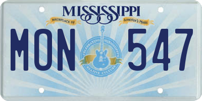MS license plate MON547