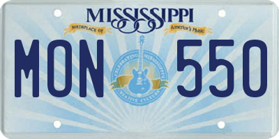 MS license plate MON550