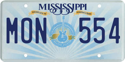 MS license plate MON554
