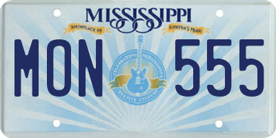 MS license plate MON555
