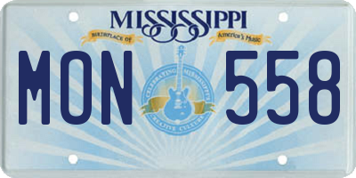 MS license plate MON558