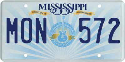MS license plate MON572