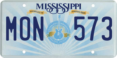 MS license plate MON573