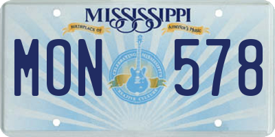 MS license plate MON578