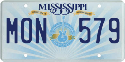 MS license plate MON579
