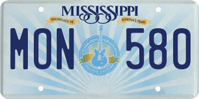 MS license plate MON580