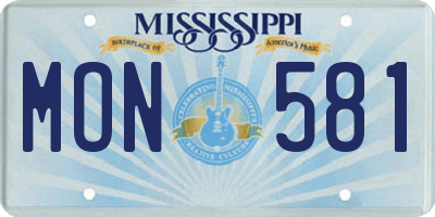 MS license plate MON581