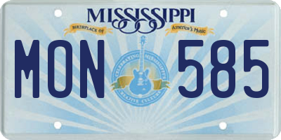 MS license plate MON585