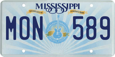 MS license plate MON589