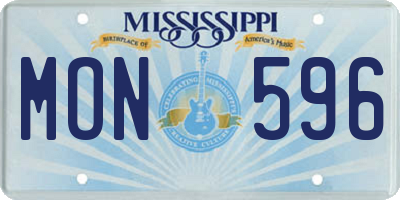 MS license plate MON596