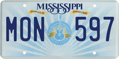 MS license plate MON597