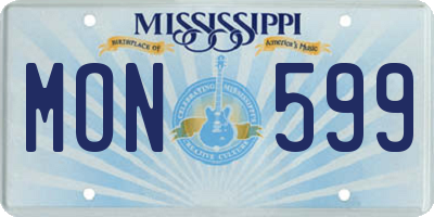 MS license plate MON599